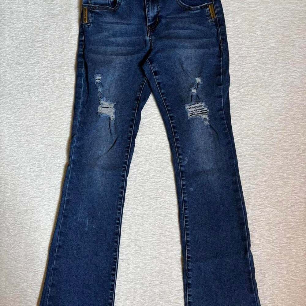 Western Blue Distressed Bootcut Jeans